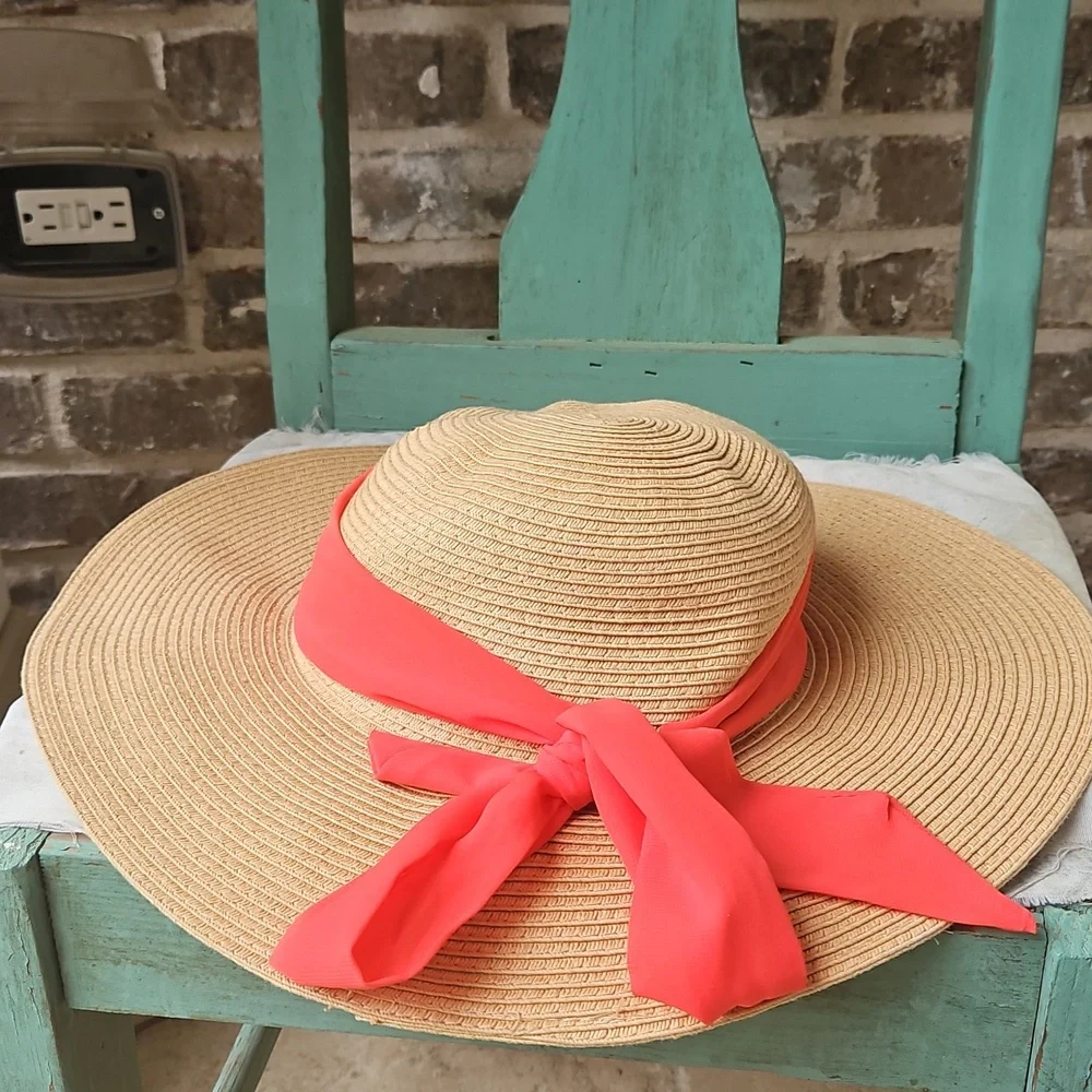 Haute Hippie UPF50 Wide Brim Sun Hat With Chiffon Ribbon